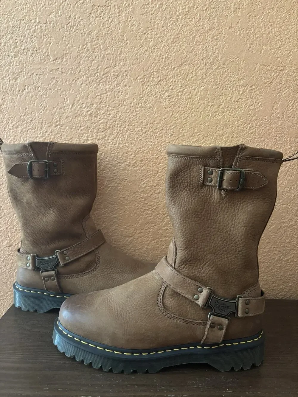 Dr. Marten Men’s Anistone Hi Tumbled Nubuck Buckle Biker Boots Men Size 12 New